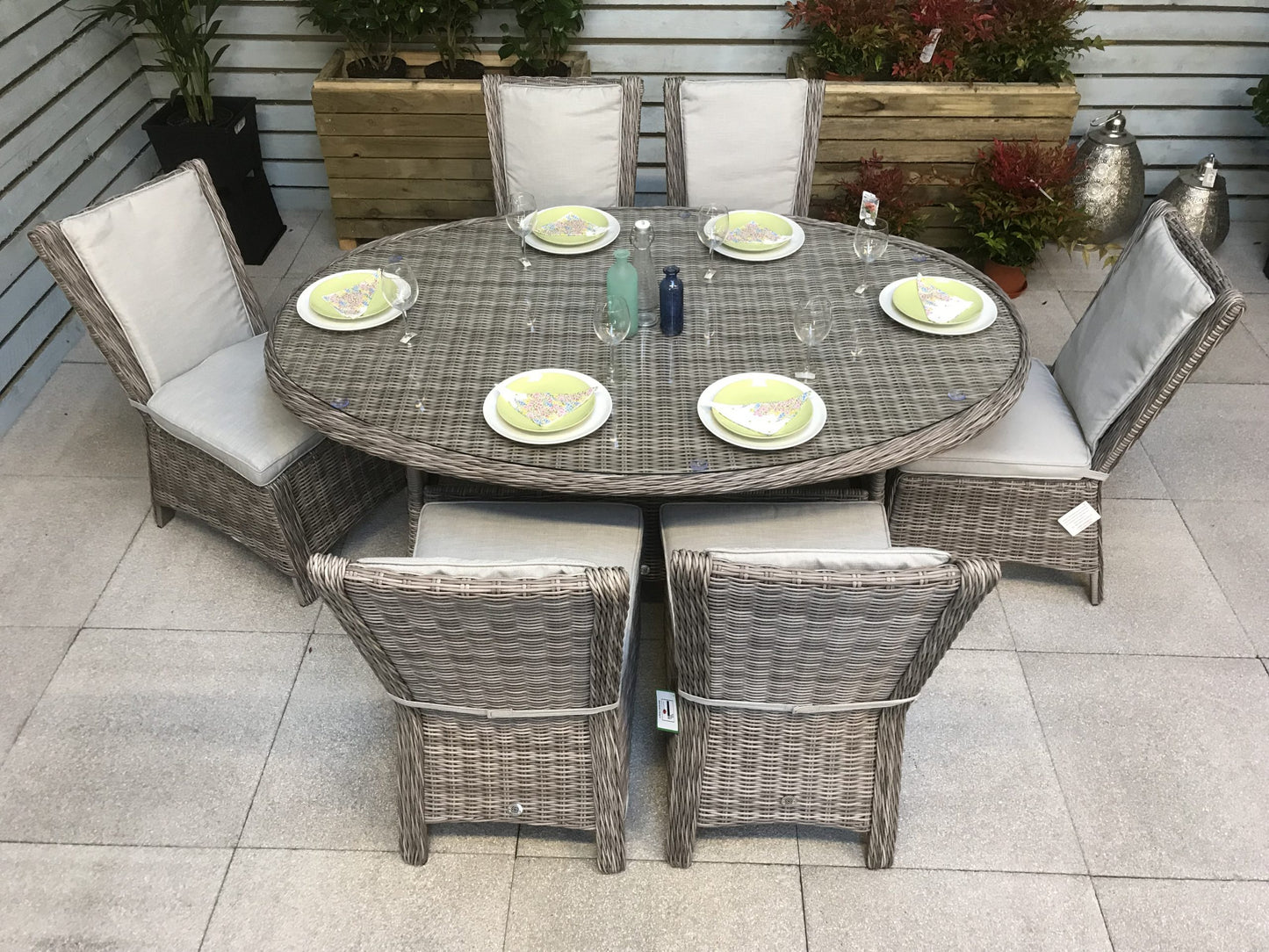 Rattan Oval Dining Table with 8 Chairs Set | Alexandra | Alex0207_0176