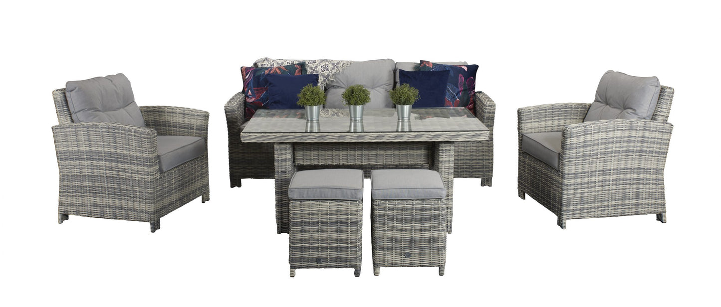 Amy 7 Seater Rattan Sofa Dining Set in Grey | Amy0213