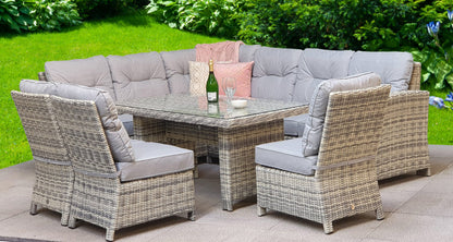 Rattan Corner Dining Sofa with 3 Armless Chairs Set | Amy | Amy0340