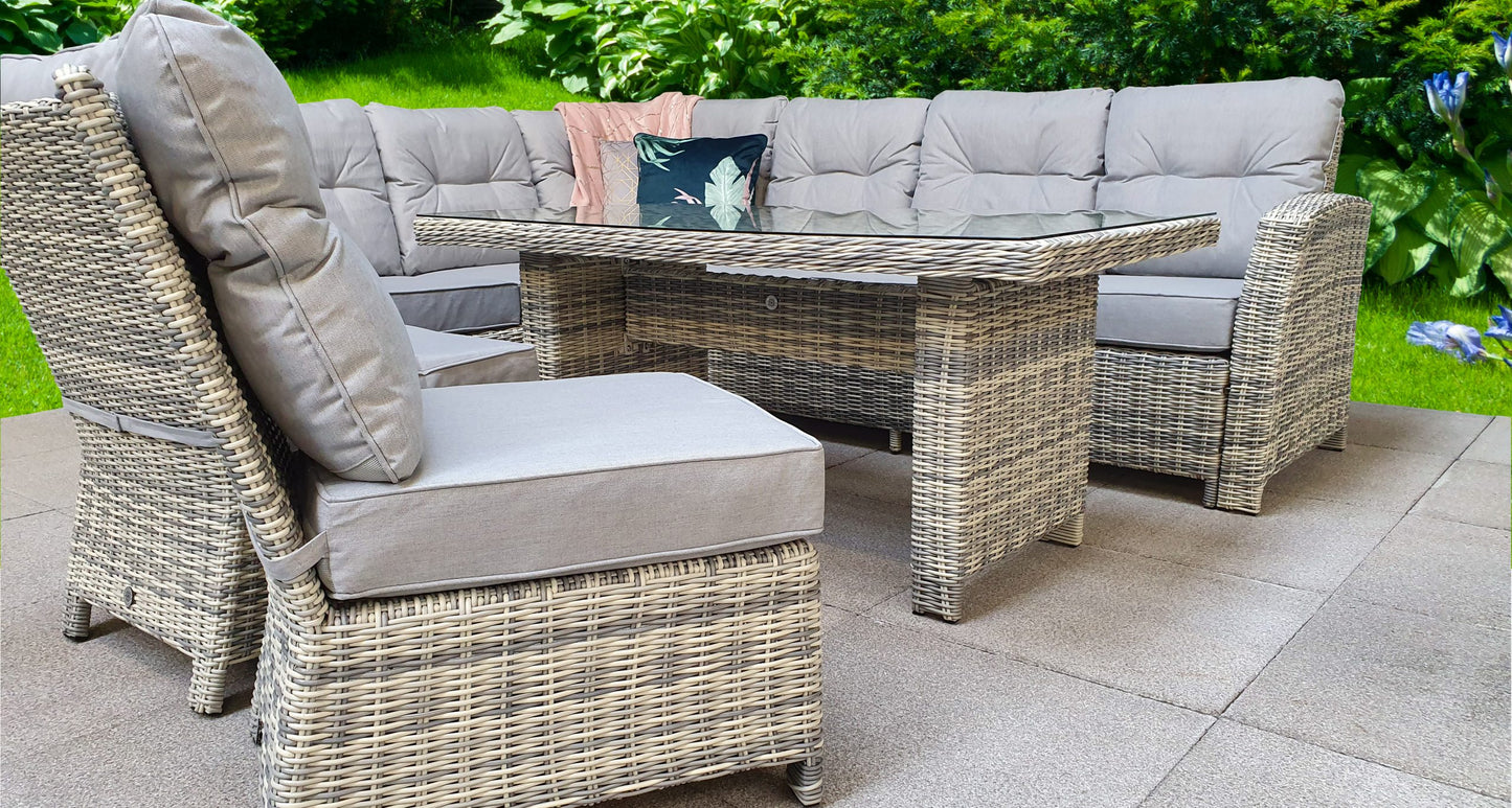 Rattan Corner Dining Sofa with 3 Armless Chairs Set | Amy | Amy0340