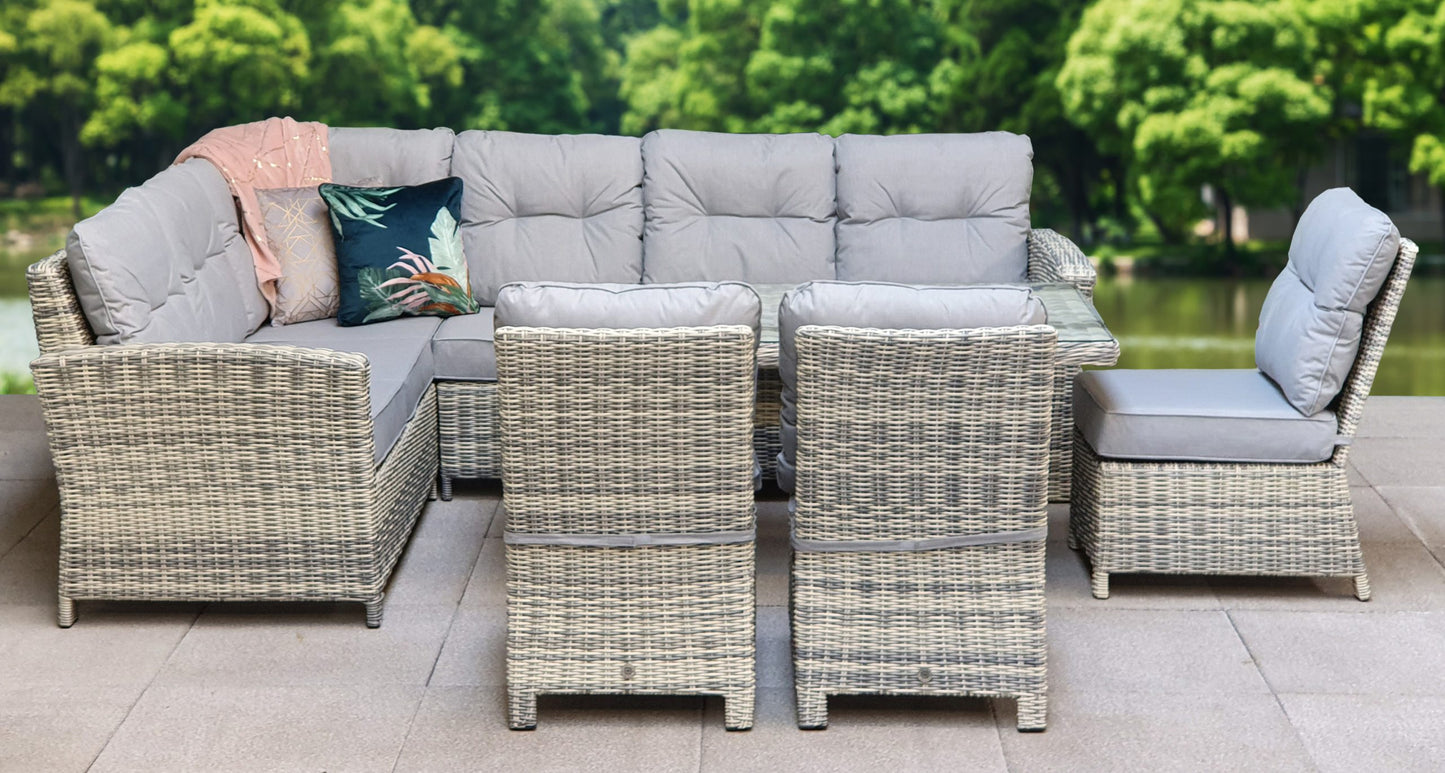 Rattan Corner Dining Sofa with 3 Armless Chairs Set | Amy | Amy0340