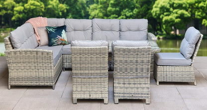 Rattan Corner Dining Sofa with 3 Armless Chairs Set | Amy | Amy0340
