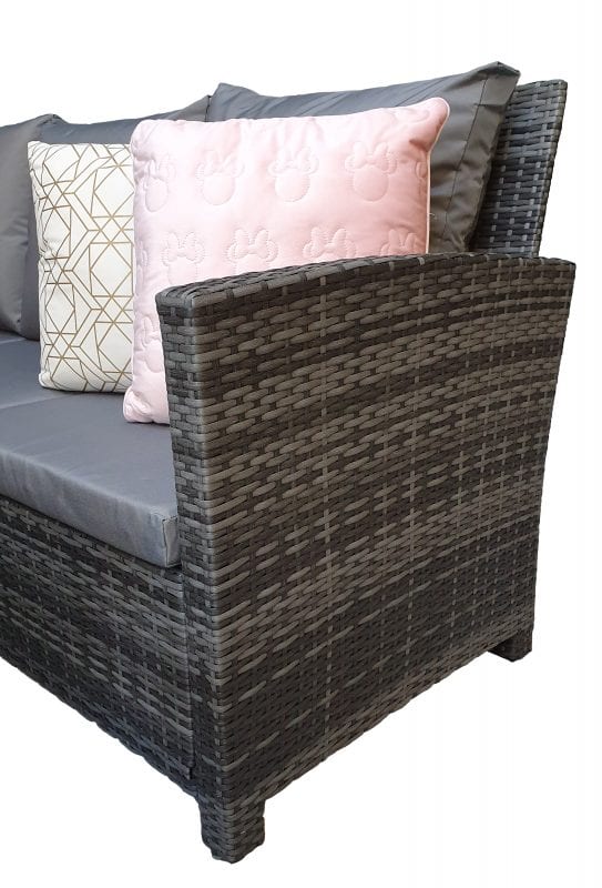 Rattan Charlotte Corner Sofa + Dining Table + 3 Stools Set Grey | Char0309