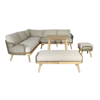 Homeflair - Bali Rope Weave Corner Dining Set