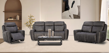 Carlo Power Electric Recliner Fabric Sofa Collection in Charcoal Grey | Exclusive