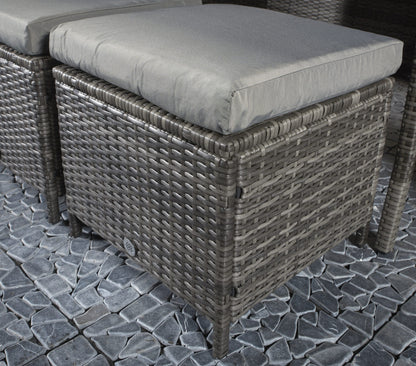 Rattan Charlotte Corner Sofa + Dining Table + 3 Stools Set Grey | Char0156