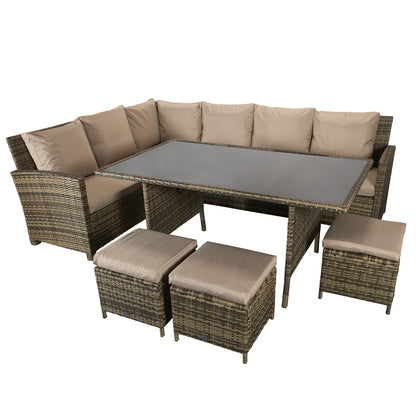Rattan Corner Dining Sofa in 8mm Nature Flat Weave | Charlotte | Char0204