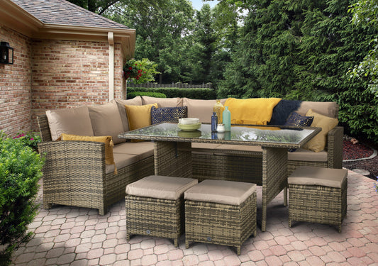 Signature weave - Charlotte  Rattan Corner Dining Sofa in 8mm Nature Flat Weave | Char0204
