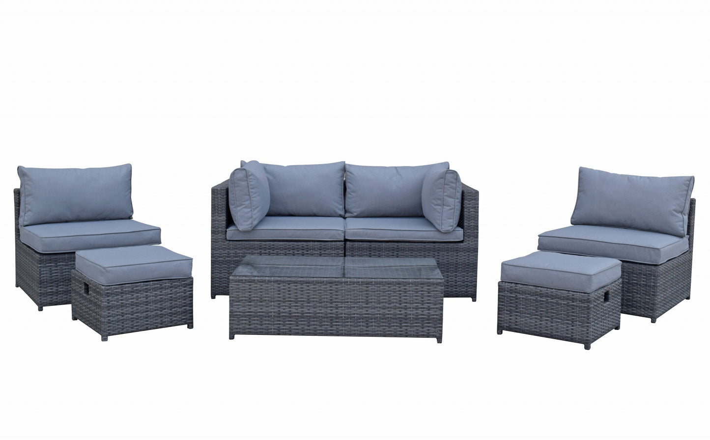 Chelsea Rattan Modular Sofa with Arm Storage in Grey | Chel0329