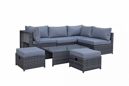 Chelsea Rattan Modular Sofa with Arm Storage in Grey | Chel0329