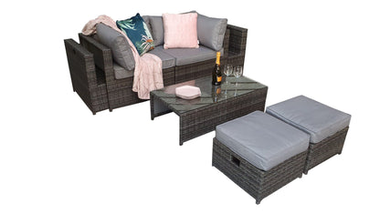Chelsea Rattan Modular Sofa with Arm Storage in Grey | Chel0329