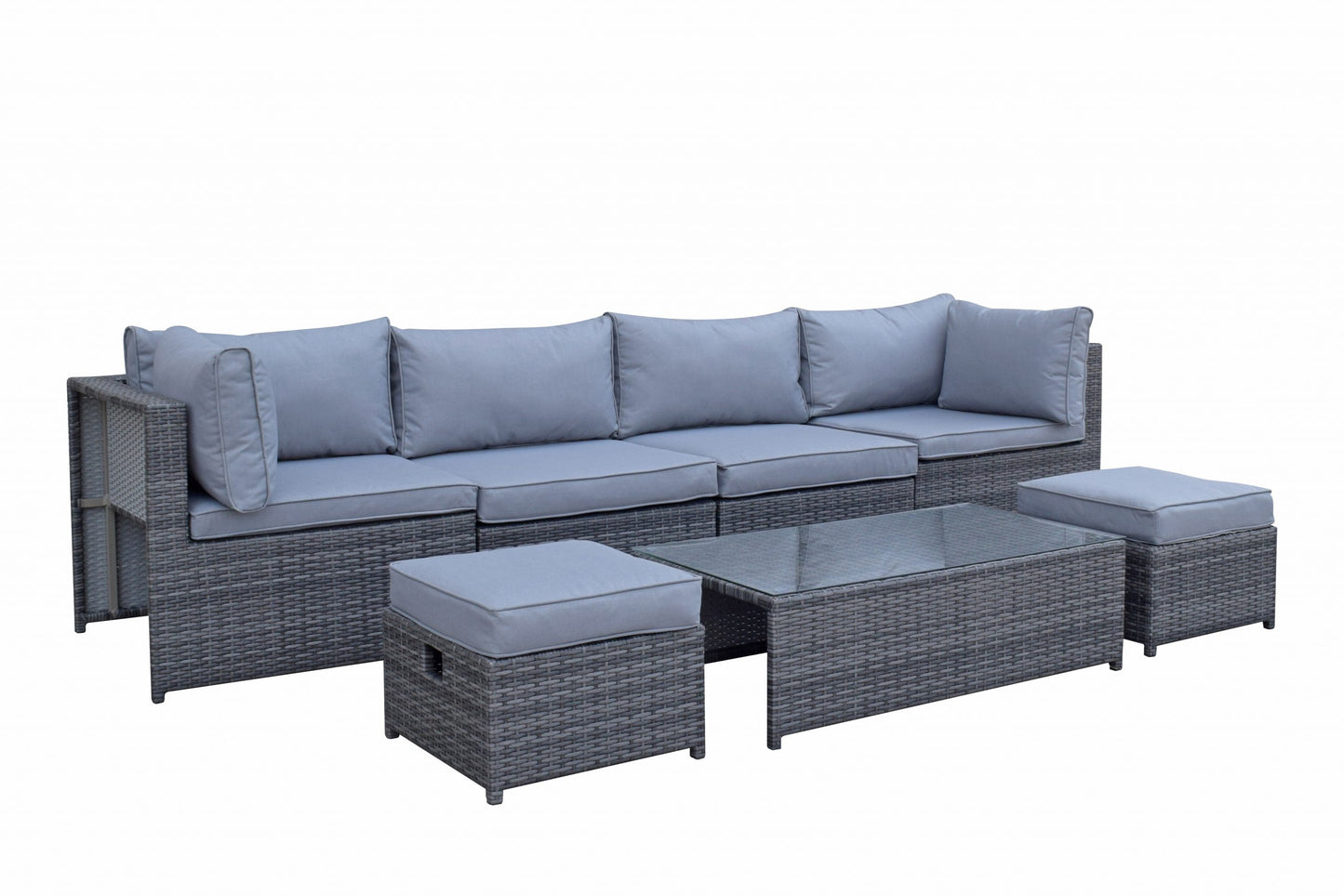 Chelsea Rattan Modular Sofa with Arm Storage in Grey | Chel0329