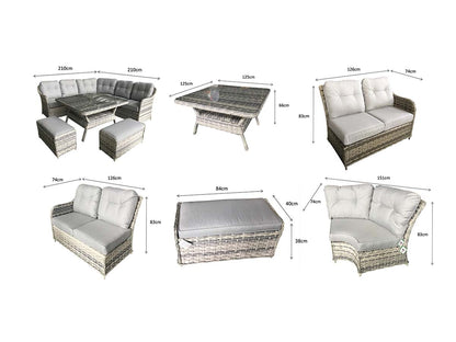 Signature Weave -  Constance Rattan Large Corner Dining Sofa with Benches in Grey |  Cons0203