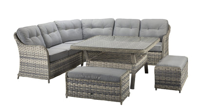 Signature Weave -  Constance Rattan Large Corner Dining Sofa with Benches in Grey |  Cons0203
