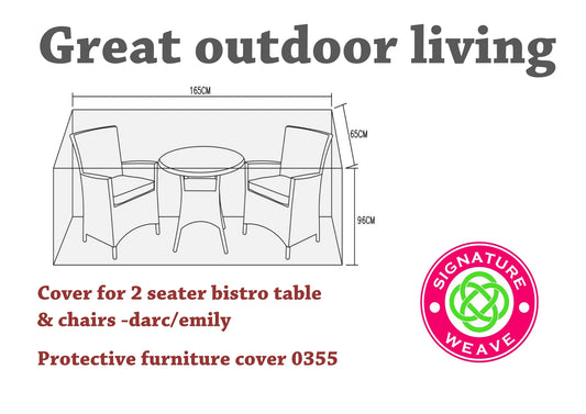 Rattan Protective Cover for 2 Seater Bistro Set 165 x 65cm | Cove0355