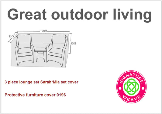 Rattan Protective Cover for 3 Piece Lounge Sets 150 x 85 x 100cm | Cove0196