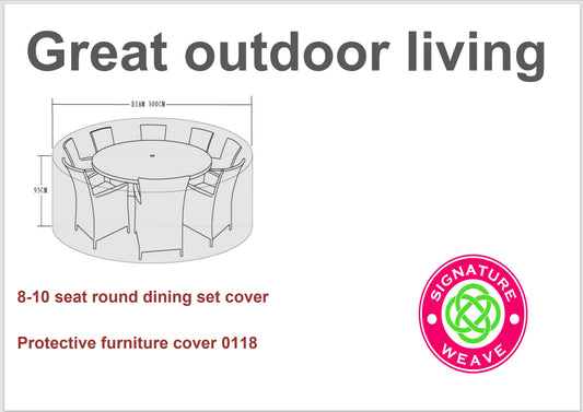 Rattan Protective Cover for 8-10 Seater Dining Sets 300cm | Cove0118