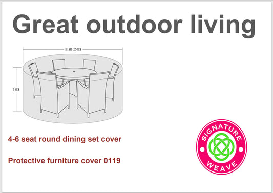 Rattan Protective Cover for 4-6 Seater Dining Sets | Cove0119