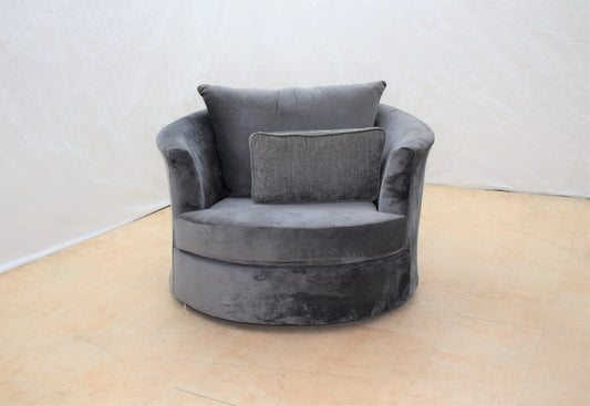 Grey Ex-Display Fabric Large Swivel Chair | EX027 - Homeflair