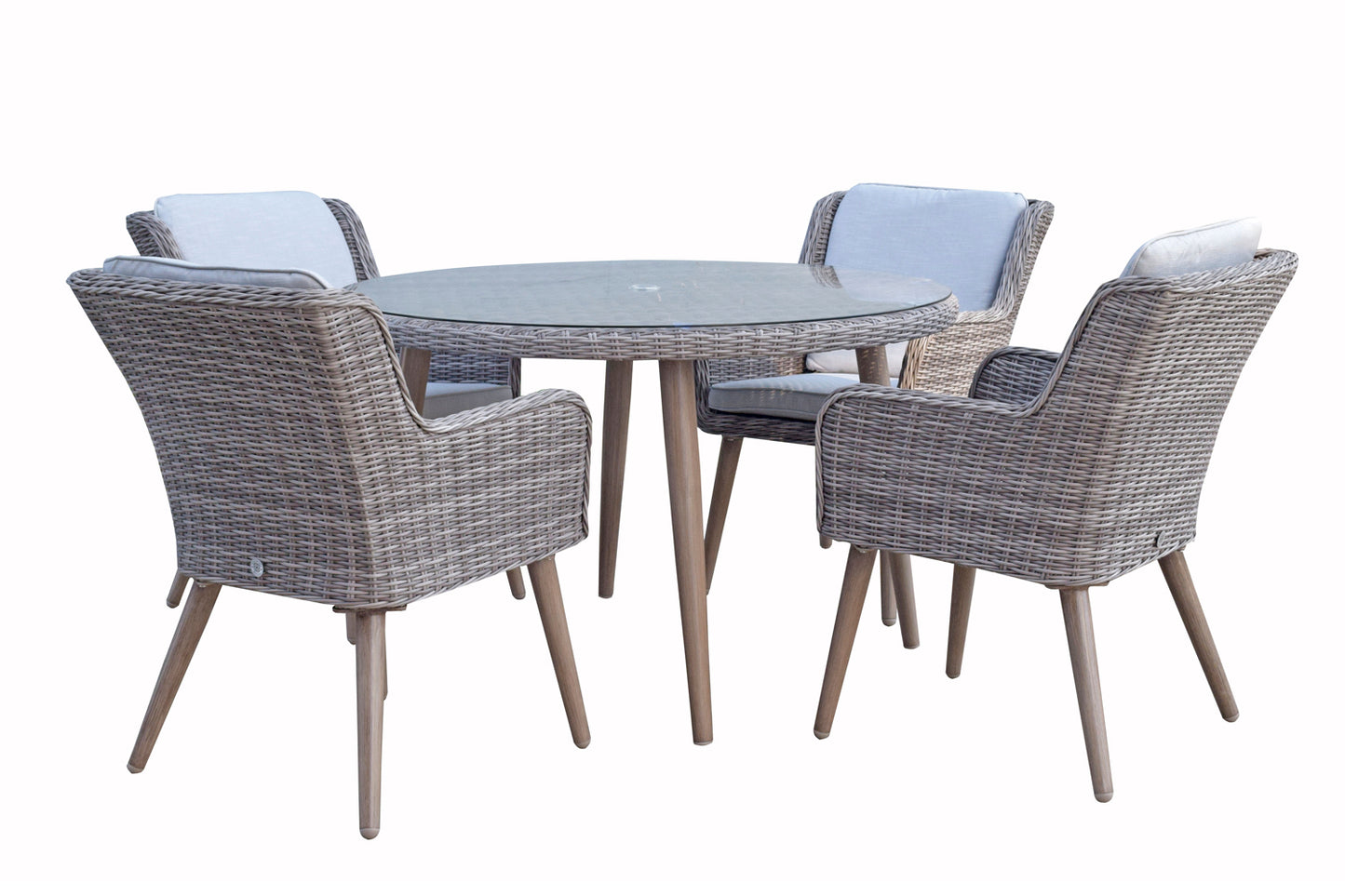 Rattan Round Dining Table in Grey + 4 Chairs Set | Danielle | Dani0164