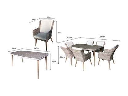 Rattan Rectangular Dining Table + 6 Chairs Set | Danielle | Dani0189