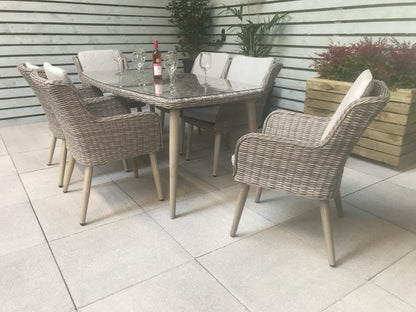 Rattan Rectangular Dining Table + 6 Chairs Set | Danielle | Dani0189