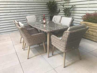 Rattan Rectangular Dining Table + 6 Chairs Set | Danielle | Dani0189