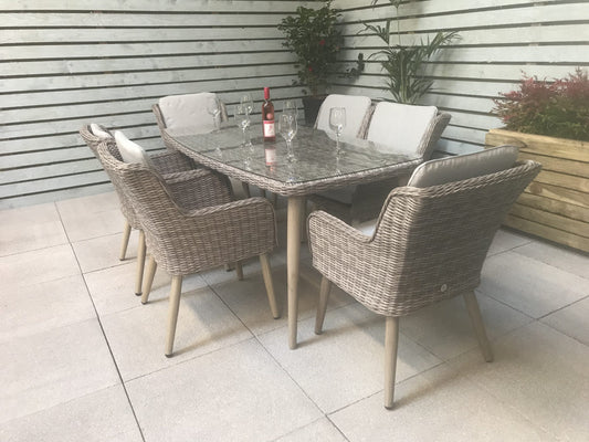 Rattan Rectangular Dining Table + 6 Chairs Set | Danielle | Dani0189