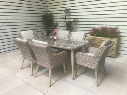 Rattan Rectangular Dining Table + 6 Chairs Set | Danielle | Dani0189