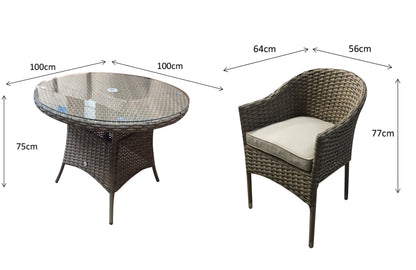 Rattan Round 1m Table + 4 Stacking Chairs Set | Darcey | Darc0225_0191
