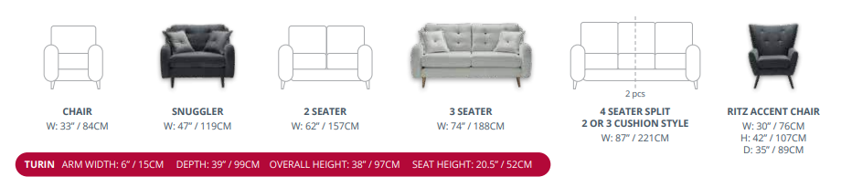 Red Rose Turin Sofa Range