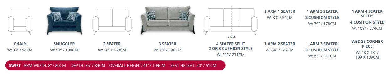Red Rose Swift Sofa Range