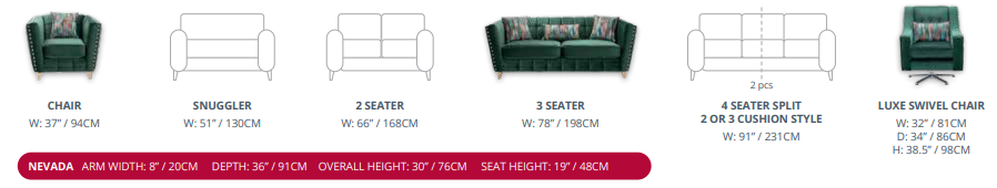 Red Rose Nevada Sofa Range