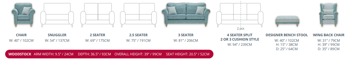 Red Rose Woodstock Sofa Range