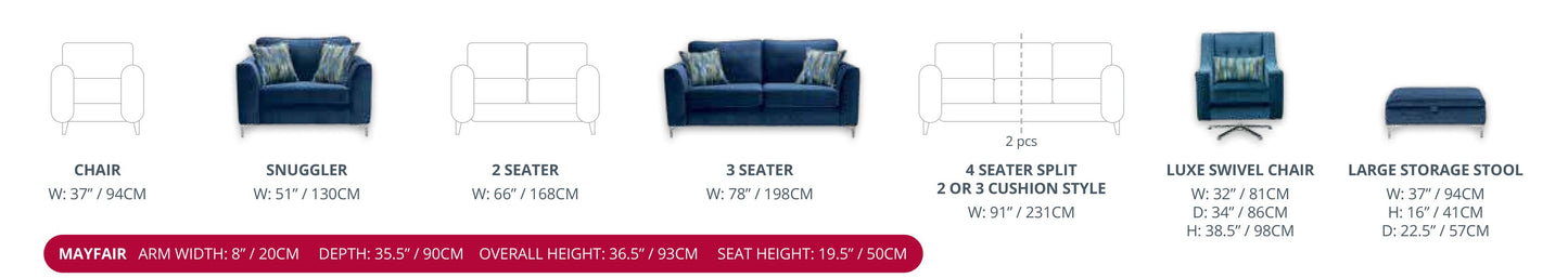 Red Rose Mayfair Sofa  Range