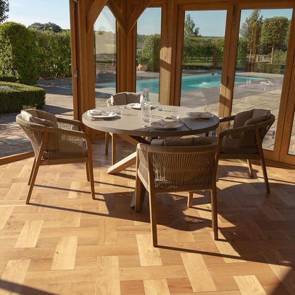 Homeflair - Martinique Rope Weave 4 Seat Round Dining Set