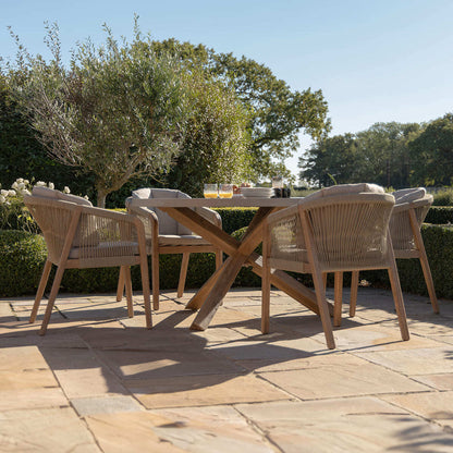 Homeflair - Martinique Rope Weave 4 Seat Round Dining Set