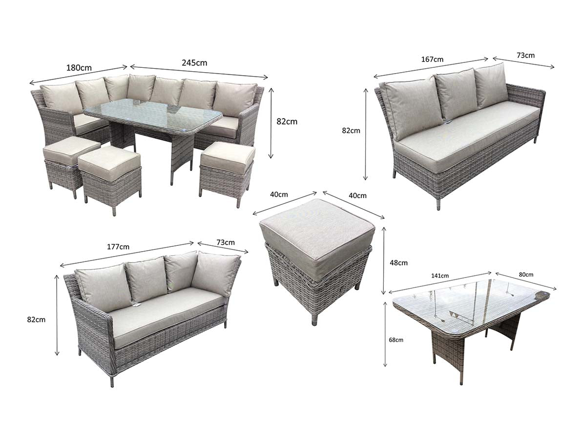Rattan Corner Dining Sofa in Nature | Edwina | Edwi0107
