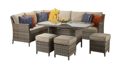 Rattan Corner Dining Sofa in Nature | Edwina | Edwi0107