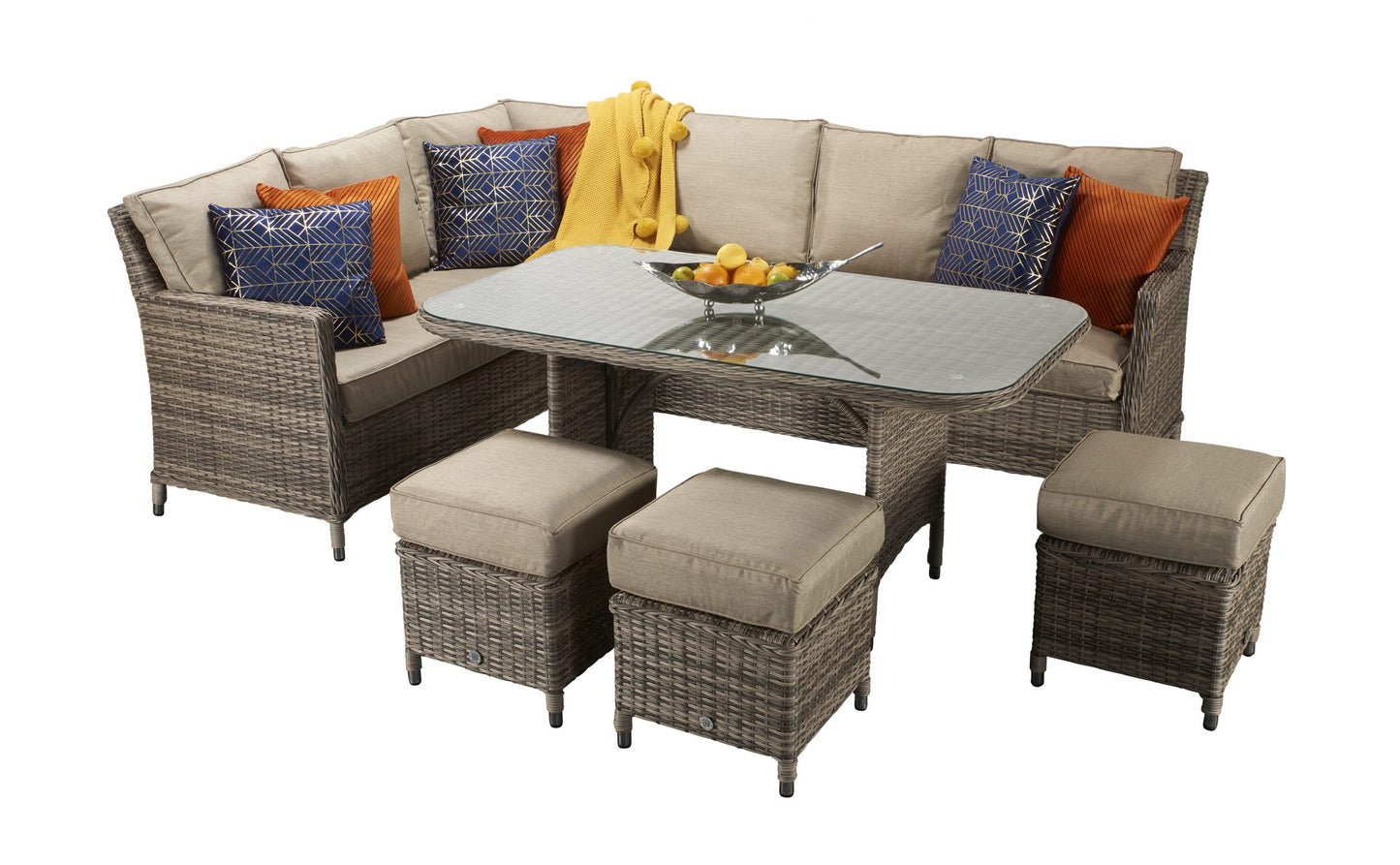 Rattan Corner Dining Sofa in Nature | Edwina | Edwi0107