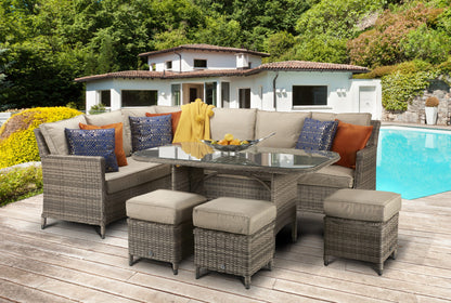 Rattan Corner Dining Sofa in Nature | Edwina | Edwi0107