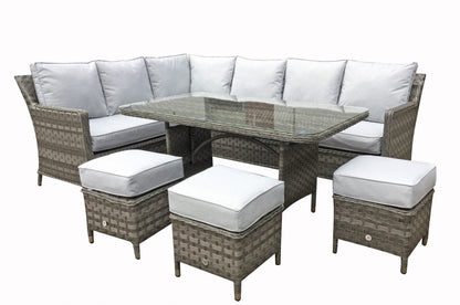 Signature Weave -  Edwina Rattan Grey 7 Seater Corner Dining Sofa in Grey | Edwi0108