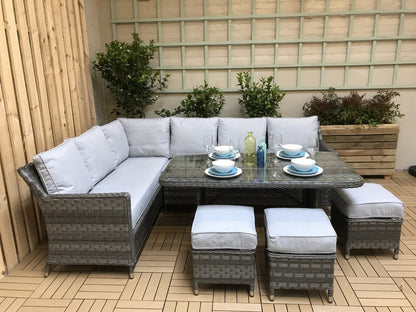 Signature Weave -  Edwina Rattan Grey 7 Seater Corner Dining Sofa in Grey | Edwi0108