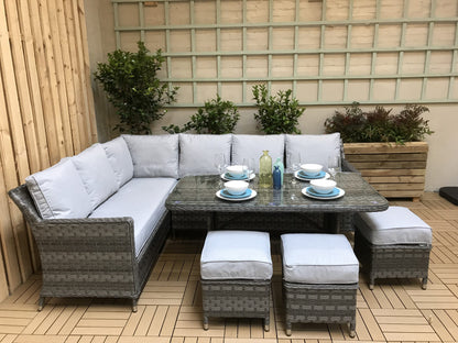 Signature Weave -  Edwina Rattan Grey 7 Seater Corner Dining Sofa in Grey | Edwi0108