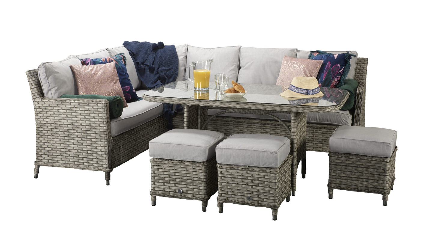 Rattan Grey Corner Dining Sofa in Grey| Edwina | Edwi0259