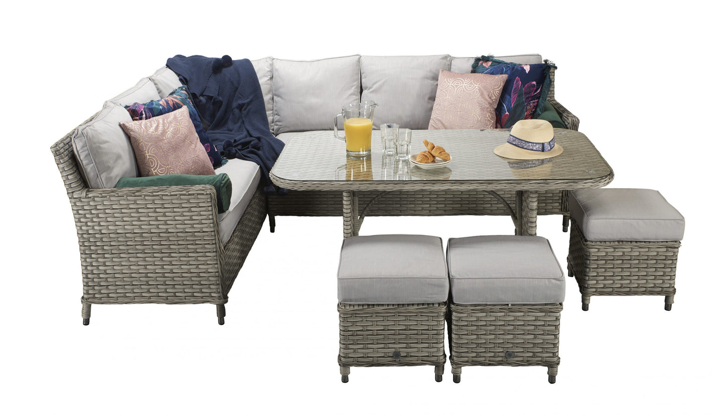 Rattan Grey Corner Dining Sofa in Grey| Edwina | Edwi0259