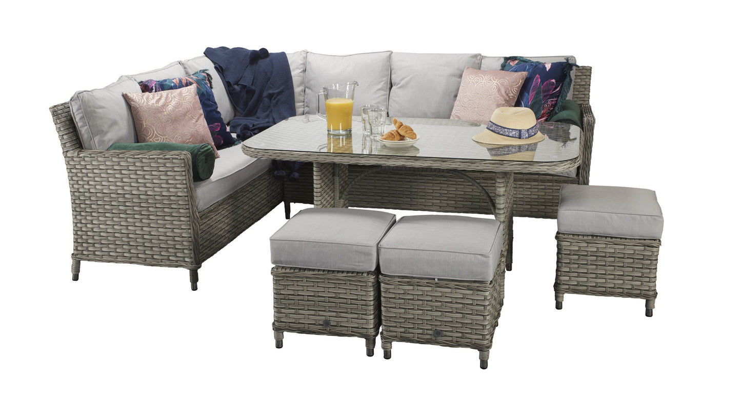 Rattan Grey Corner Dining Sofa in Grey| Edwina | Edwi0259