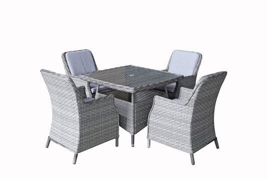 Rattan Square Table + 4 Chairs set | Edwina | Edwi0294 _Edwi0296