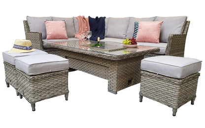 Rattan Corner Dining sofa with Lift Table and Ice Bucket | Edwina | Edwi0317