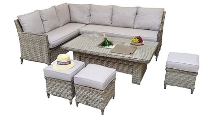 Rattan Corner Dining sofa with Lift Table and Ice Bucket | Edwina | Edwi0317